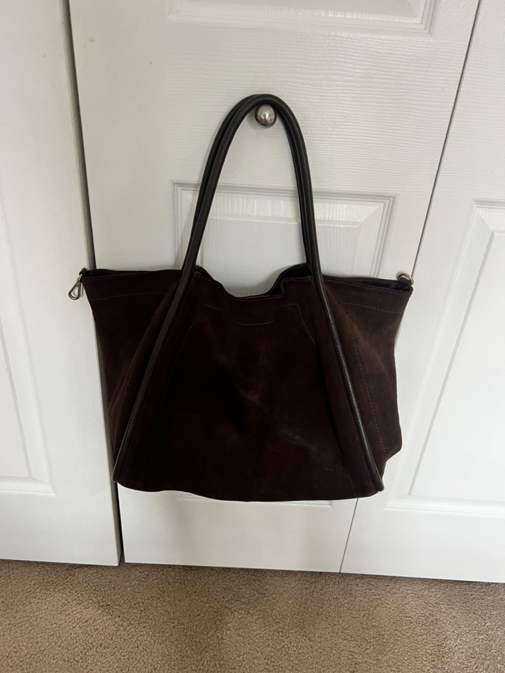 Classic Dark Brown Suede Tote Bag - Women